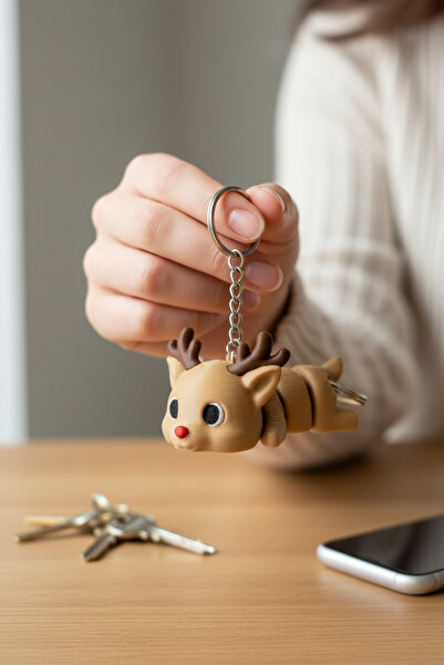 Pazarois سلسلة مفاتيح متحركة على شكل غزال الرنة