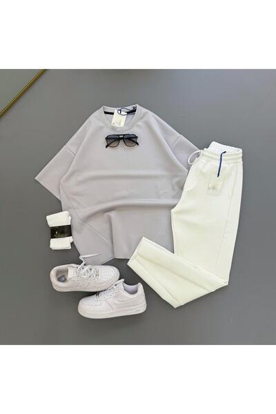 Combineman35 Scuba/Diver Fabric Asymmetrical Cut Sweatshirt-Tshirt 2-Piece Set