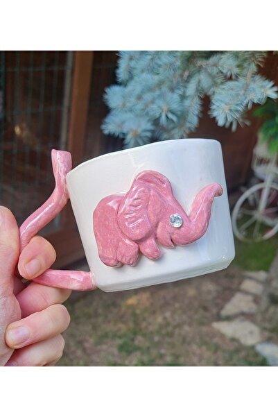 senseoftouch Elephant Cup Pink Mug Handmade Ceramic