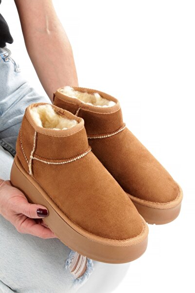 Yılmaz Exclusive Artificial Leather Tan Color Suede Thick Sole Comfortable St...