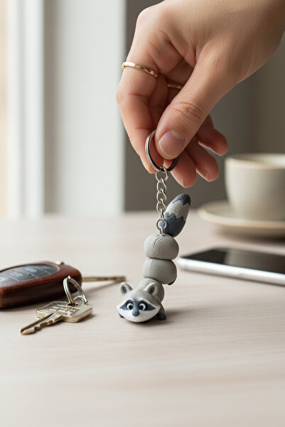 Pazarois Raccoon Figured Movable Keychain