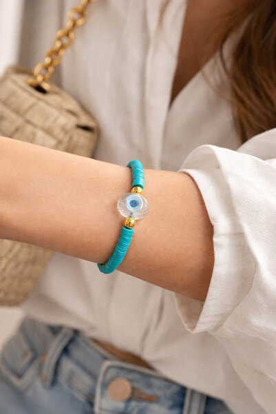 Handmade El Yapımı Cam Nazar Boncuklu Fimo Bileklik - 10 Renk Seçenekli