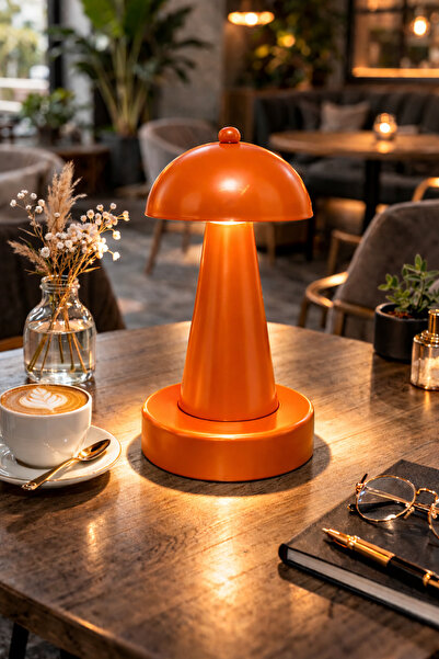 Natiorj Como Model Turuncu Pilli Masa Lambası Cafe Salon Yatak Odası Abajur A...