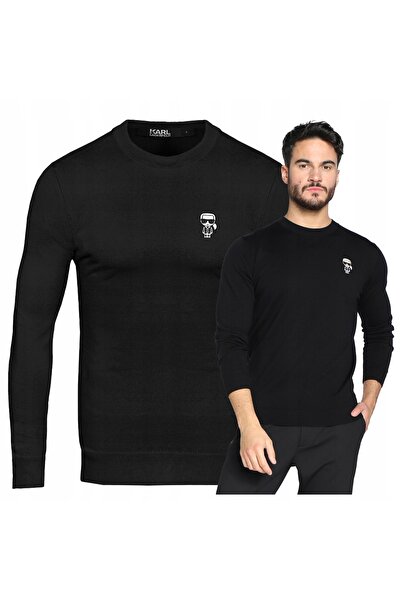 Karl Lagerfeld Black Men's Sweater Premium Basic Wool Elegant Nice rM