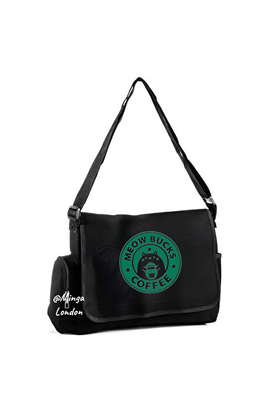 Minga London Crna Sa džepovima Meowbucks Štampano Poštarska torba - Mingalondon