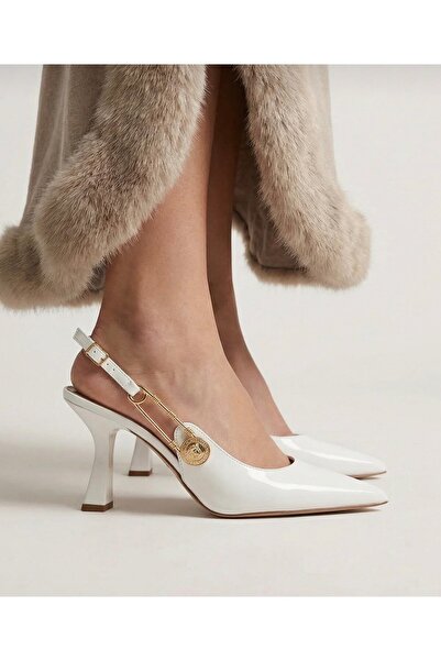 LARİNA SHOES Gold Buckle Detail, Pointed Toe, Patent Leather Material, Stilet...