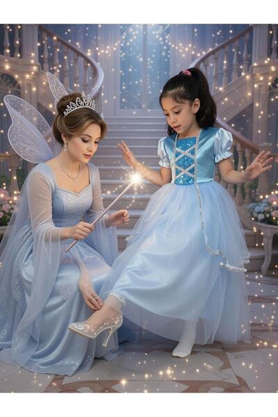 Lizsa Costum de prințesă Cenușăreasa pentru fete - Rochie de petrecere de ani...