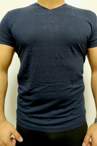Turuncu Karma Seasoul Men's Black Bamboo V-Neck T-Shirt Ss1565