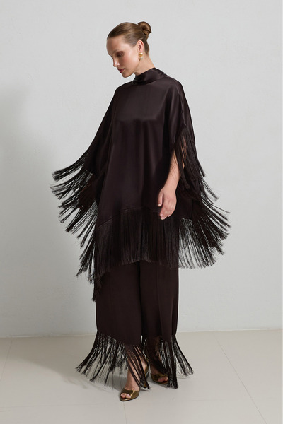 Setre Chocolate Tassel Detailed Blouse and Trouser Set