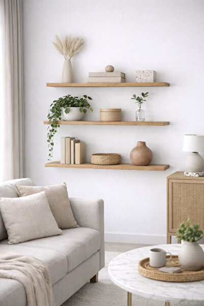 eneefwood duvar rafı 80x15 3lü atlantik çam