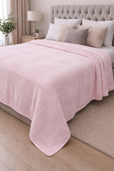 Bottega Home Line Powder Pink Wellsoft Jacquard Blanket (200 X 220)