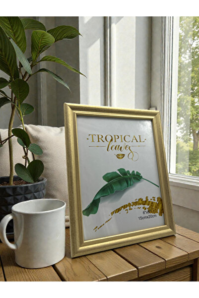 CİHO 15×20 cm Gold Color Shiny Glass Bronze Decorative Contrast Photo / Memor...