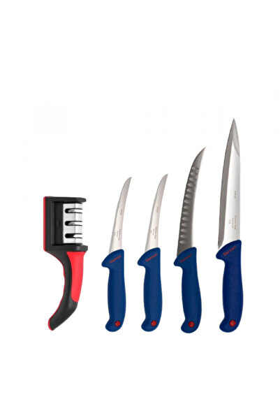 OEM CAMPING Set 4 Butcher Knives and a Sharpening Device