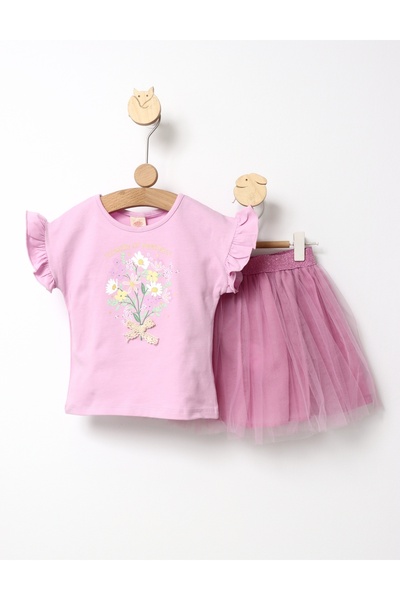 MiniKids Set Skirt+Blouse Flowers purple 110 (4-5 years)