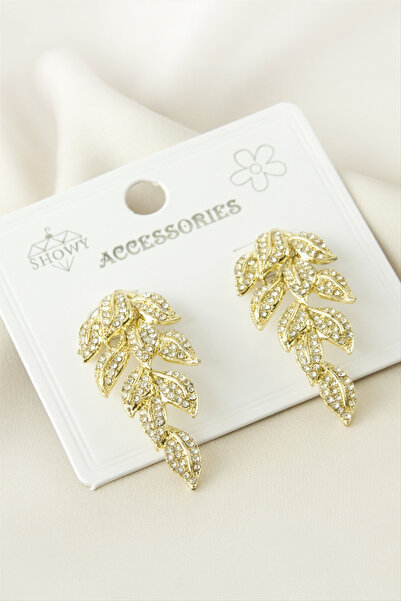 OSENSE Leaf Jewelled Earrings