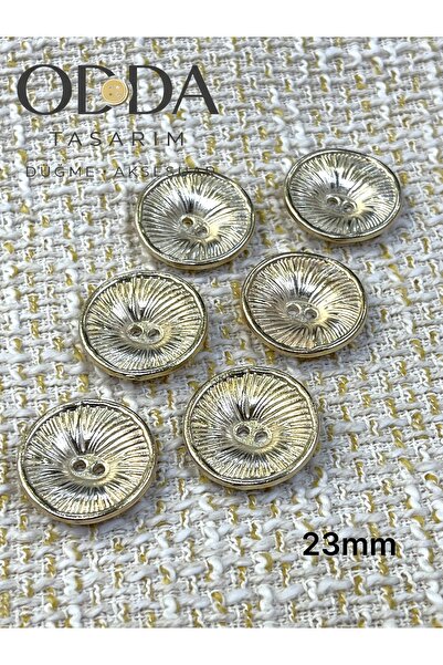 ODDA TASARIM ATÖLYESİ 23 mm Ma.Ngo 2 Hole Gold Metal Button Set of 6