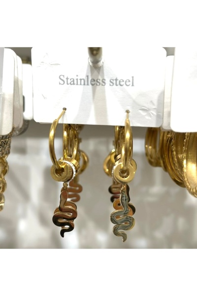 GLOW ACCESSORIES BAE أقراط متدلية على شكل ثعبان من الفولاذ المقاوم للصدأ
