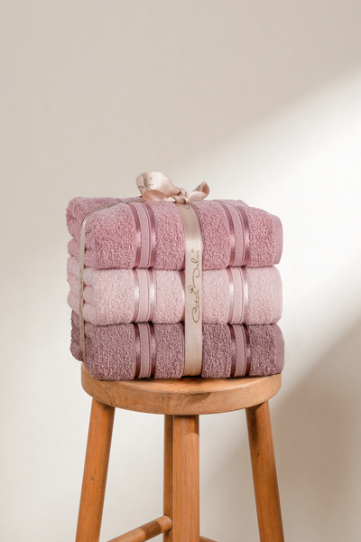 Coton Delux Pera 3'lü %100 Pamuk Havlu Seti | El, Yüz - Mutfak Havlusu | Çant...