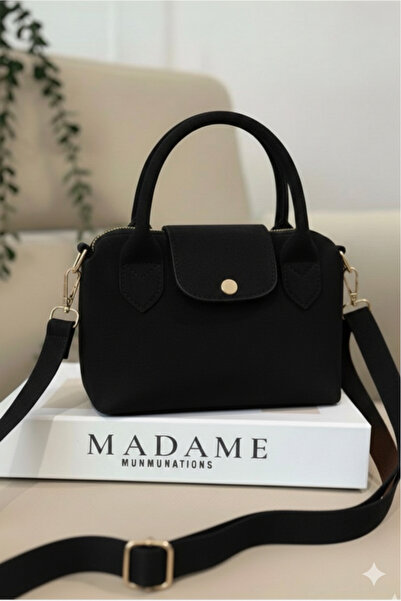 Madame Siyah Mini Süet & Deri Kadın Çapraz Askılı Çanta 24x15 CM