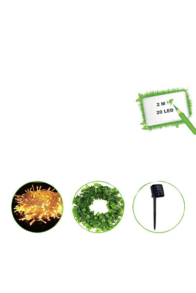 Other Solar LED Ivy Leaf Garland - Garden Decor, Silk - 2m, 20 LED, Green