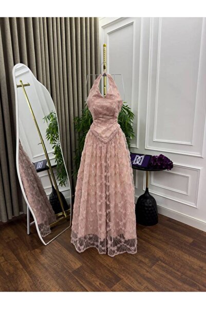 ranin Beaded tulle evening dress