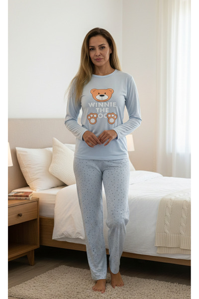 Miss Nilens Uzun Kollu Ayıcık Detaylı Penye Pijama Takımı