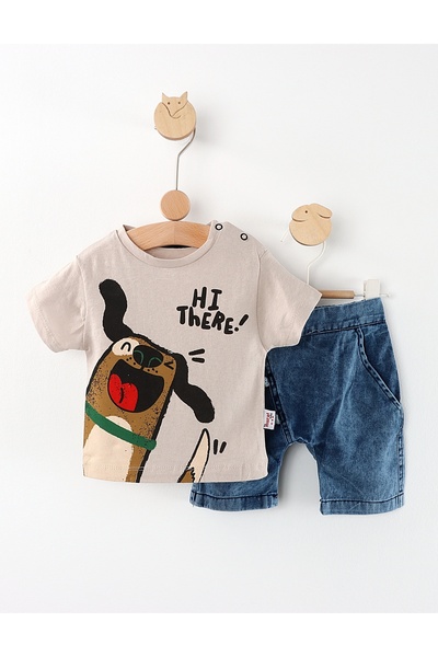 MiniKids Compleu Hi There gri deschis 92(18-24 luni)