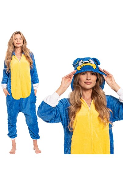 Other Women's Kigurumi jumpsuit Sonic model — Blue onesie with Hooded, M