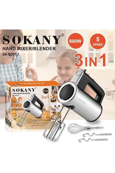 SOKANY 5-Speed Hand Mixers with Turbo Button,3 IN 1 Electric Whisk Includes E...