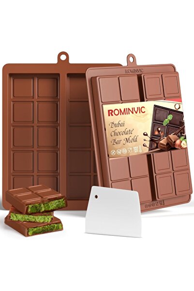 Other Dubai Chocolate Silicone Molds, Set of 2 with Spatulas, Deep, Non-Stick...