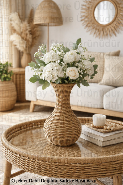 Emsay Store Wicker Decorative Vase – Bohemian Style Living Room Decor 23 cm –...