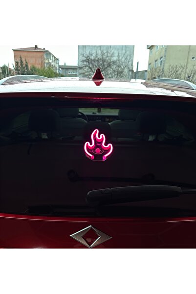 3dbaydesign ديكور مضيء من النيون LED للسيارة بتأثير النار (اللهب) (وردي مع مص...