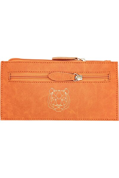 Other Avocado Pencil Case - Eco- Leather , Double Zipper, Gold Emblem, Brown,...