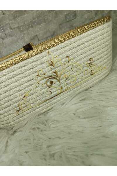 SARDA Ramadan Themed Gold Detail Bread Basket (Height 11cm - Width 17cm X 31cm)