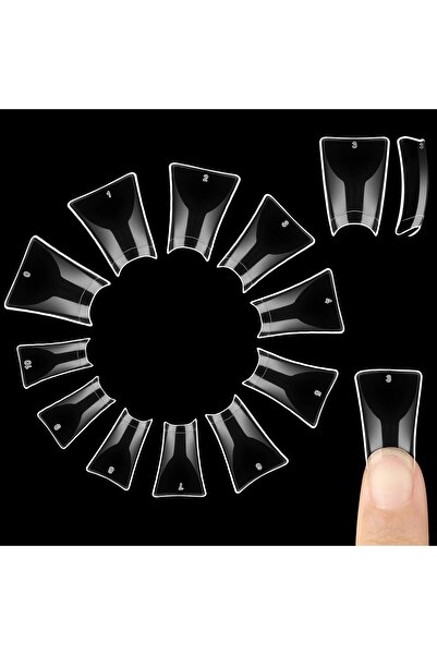 Other Wide Gel Tips - Y2K Style, Sheer Acrylic, 550 Pieces, 11 Sizes, Semi-Co...