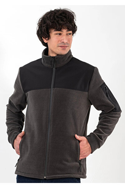 ETİFA Polar Ceket 280 gr Antipilling Sıcak Tutan Dayanıklı Erkek Outdoor Gri