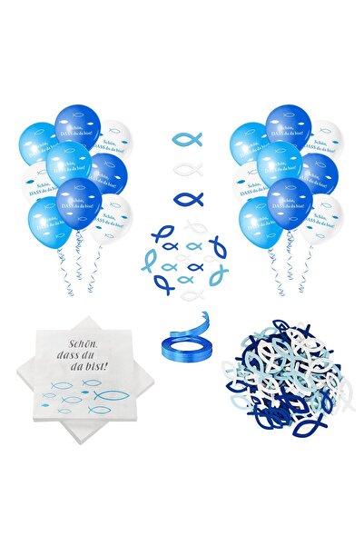 Other Baptism and Communion Decoration Set - Wooden Fish, Napkins and Balloon...