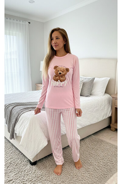 Miss Nilens Uzun Kollu Ayıcık Detaylı Penye Pijama Takımı