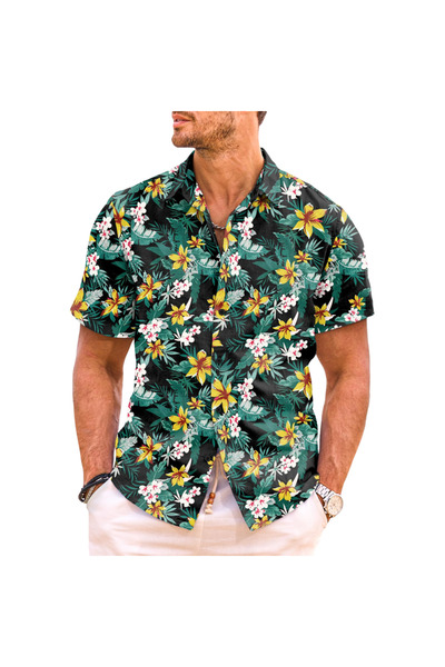 Other Cămașă Hawaiiană Bărbați - Imprimeu Tropical, Poliester și Elastan - Ve...
