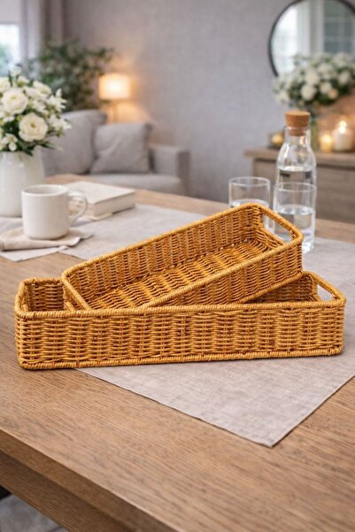 Janset سلة من الخيزران مكونة من قطعتين، سلة خبز، منظم، منظم أدوات التنظيم