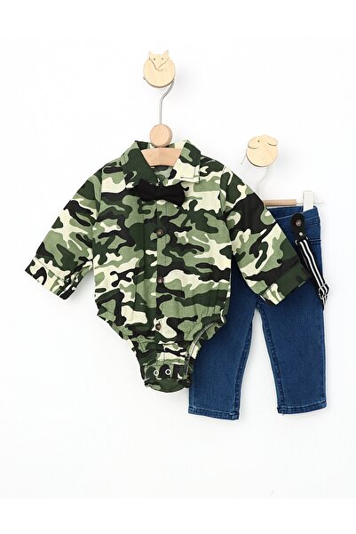 MiniKids Costumas Kamuflaj model verde 86 (12-18 luni)