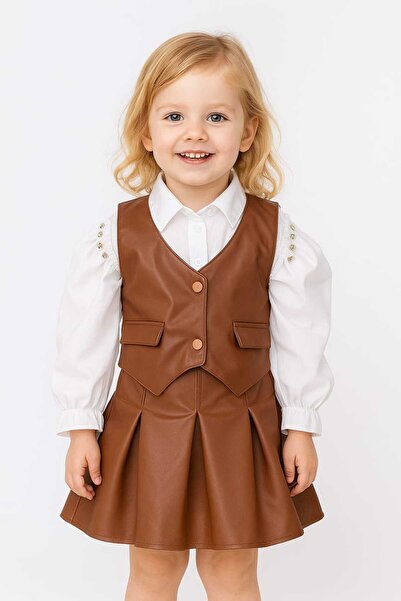 O.M.D Violina Leather Skirt with Shirt 3-Piece Set