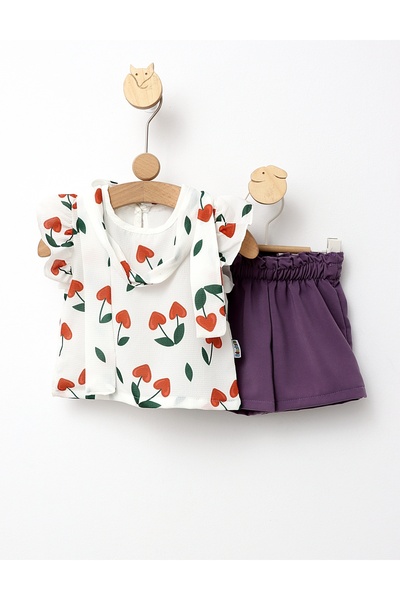 MiniKids Модел летен костюм Just For Girl с лилаво 134 (8-9 години)