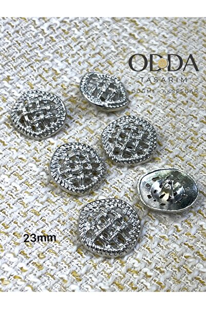 ODDA TASARIM ATÖLYESİ 23 mm Z.Ra Wicker Pattern Nickel 6-Piece Button Set
