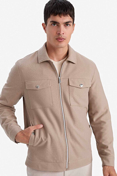 DeFacto Slim Fit Polo Collar Lined Zippered Coat D7533Ax26Sp