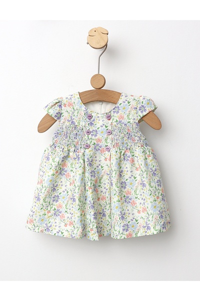 MiniKids Rochita inflorata Lili model multicolor cu verde