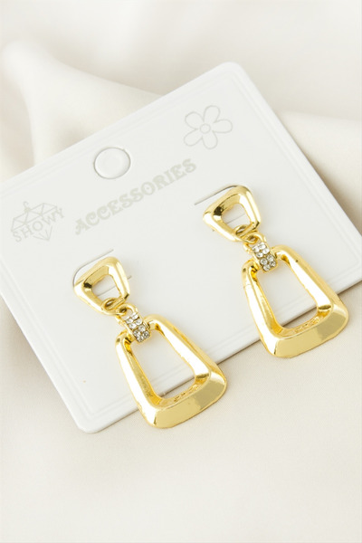 OSENSE Oval Stone Metal Earrings