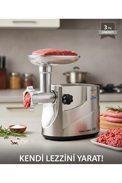 SAYONA Turbo Force 3300 Et Kıyma Makinesi MG-3300D Güçlü Motor Metal Başlık E...