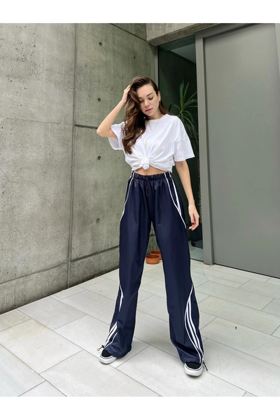 DAĞON'S Παντελόνι αλεξίπτωτου με λεπτομέρεια λωρίδας στο πλάι