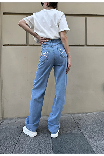 DAĞON'S Wide Leg Jeans with Embroidery Detail